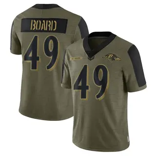 Baltimore Ravens Men's Chris Board Limited 2021 Salute To Service Jersey - Olive