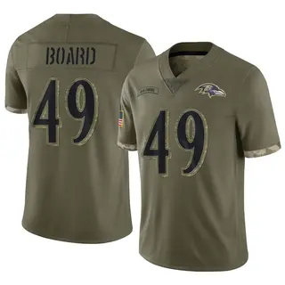 Baltimore Ravens Men's Chris Board Limited 2022 Salute To Service Jersey - Olive