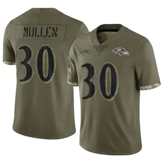 Baltimore Ravens Men's Trayvon Mullen Limited 2022 Salute To Service Jersey - Olive