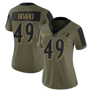 Baltimore Ravens Women's Chris Board Limited 2021 Salute To Service Jersey - Olive