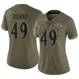 Baltimore Ravens Women's Chris Board Limited 2022 Salute To Service Jersey - Olive