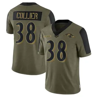 Baltimore Ravens Youth Chris Collier Limited 2021 Salute To Service Jersey - Olive